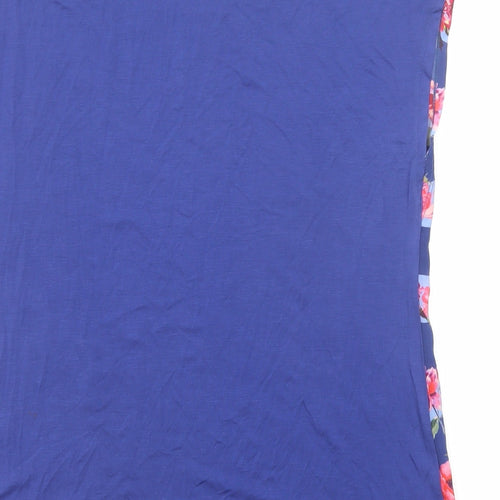 EAST Womens Blue Floral Silk Basic T-Shirt Size S Scoop Neck