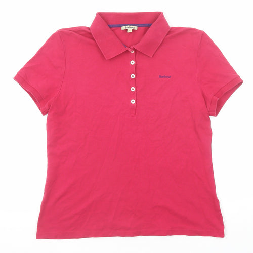 Barbour Womens Pink Cotton Basic Polo Size 16 Collared