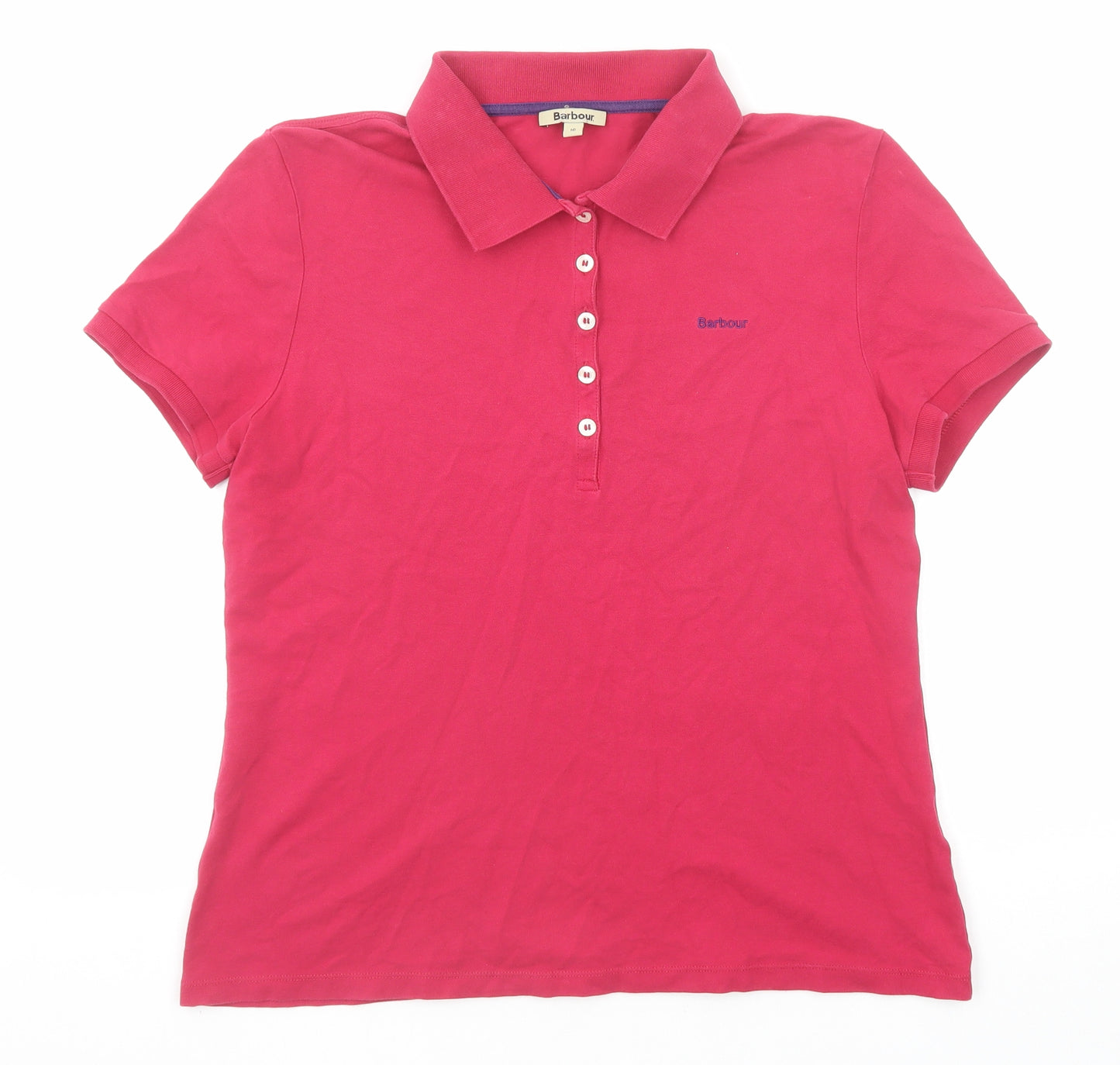 Barbour Womens Pink Cotton Basic Polo Size 16 Collared