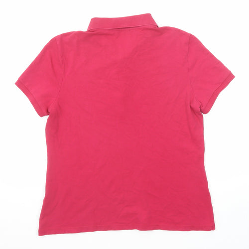 Barbour Womens Pink Cotton Basic Polo Size 16 Collared