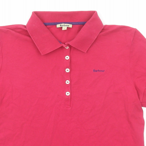 Barbour Womens Pink Cotton Basic Polo Size 16 Collared