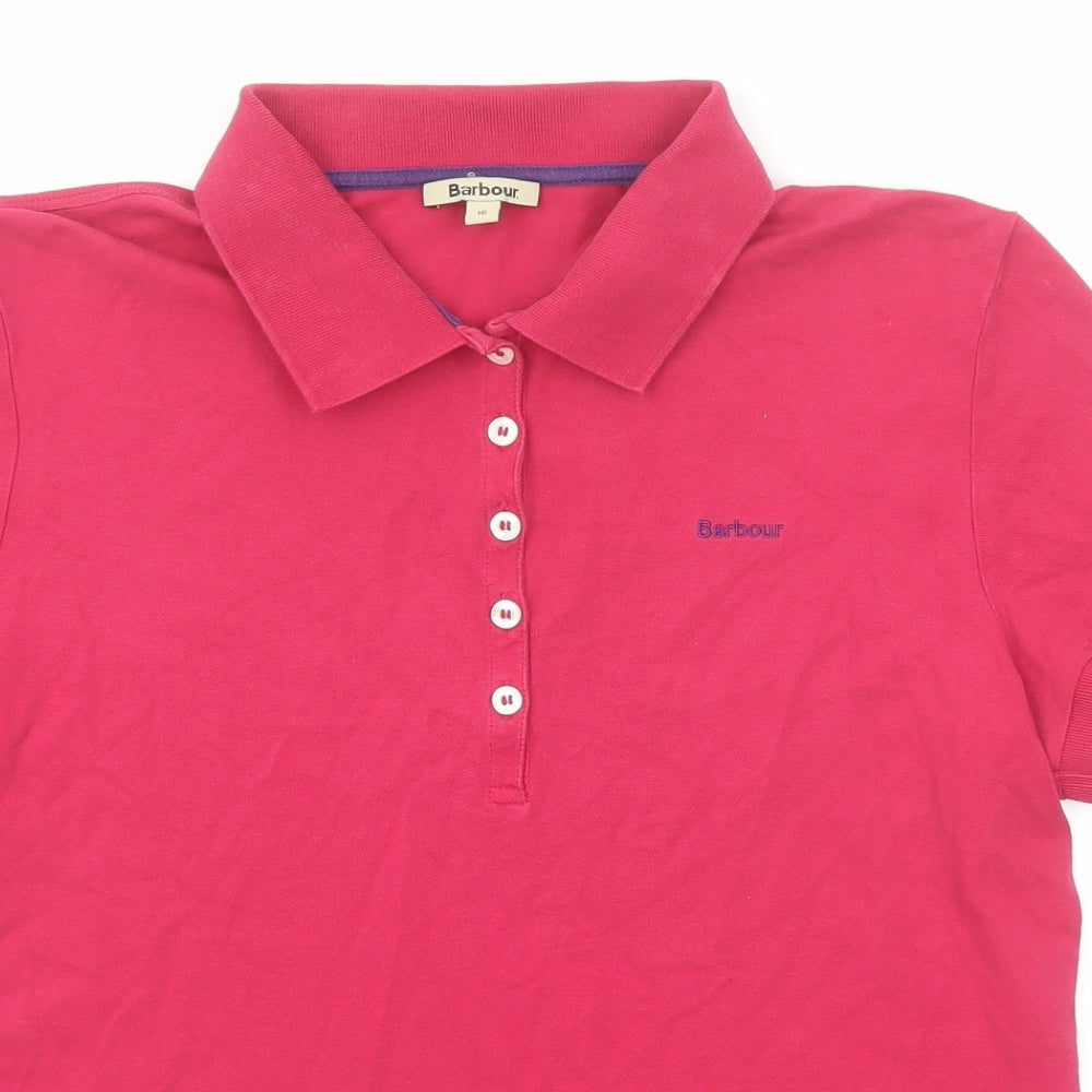 Barbour Womens Pink Cotton Basic Polo Size 16 Collared