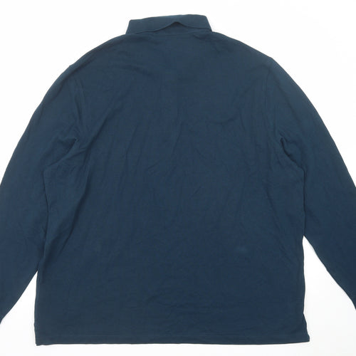 Marks and Spencer Mens Blue Cotton Polo Size 3XL Collared Button