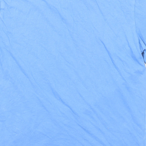H&M Boys Blue Cotton Basic T-Shirt Size 13-14 Years Round Neck Pullover - New York City