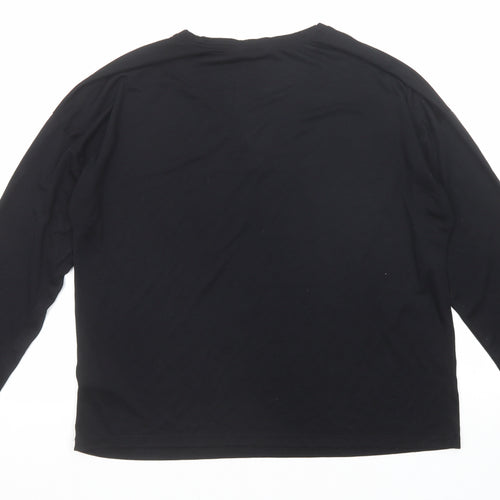 Marks and Spencer Womens Black Polyester Basic T-Shirt Size 16 V-Neck