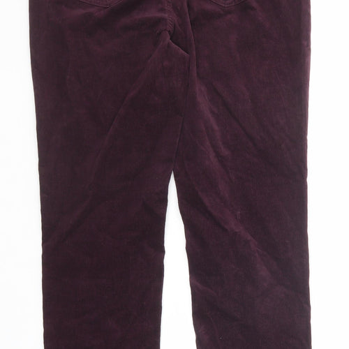 Marks and Spencer Womens Purple Cotton Trousers Size 14 Regular Zip