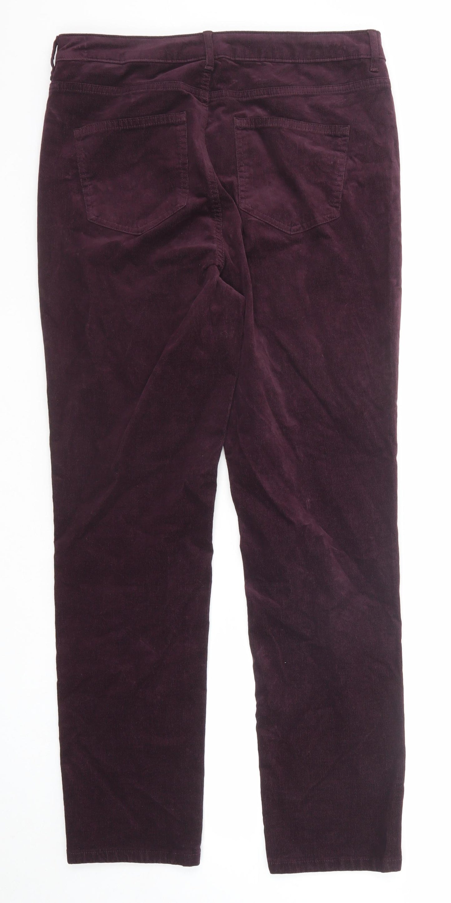 Marks and Spencer Womens Purple Cotton Trousers Size 14 Regular Zip