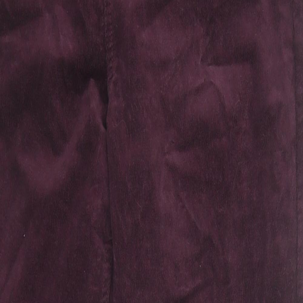 Marks and Spencer Womens Purple Cotton Trousers Size 14 Regular Zip
