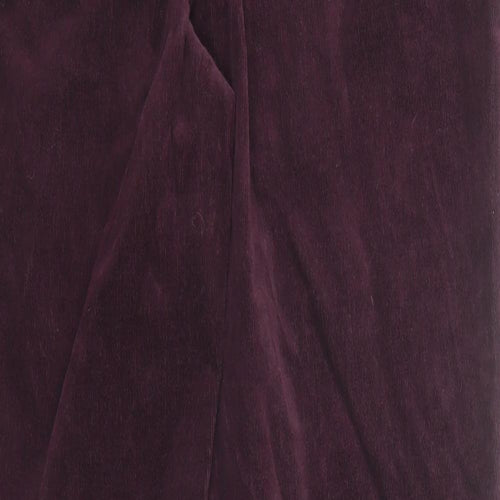 Marks and Spencer Womens Purple Cotton Trousers Size 14 Regular Zip
