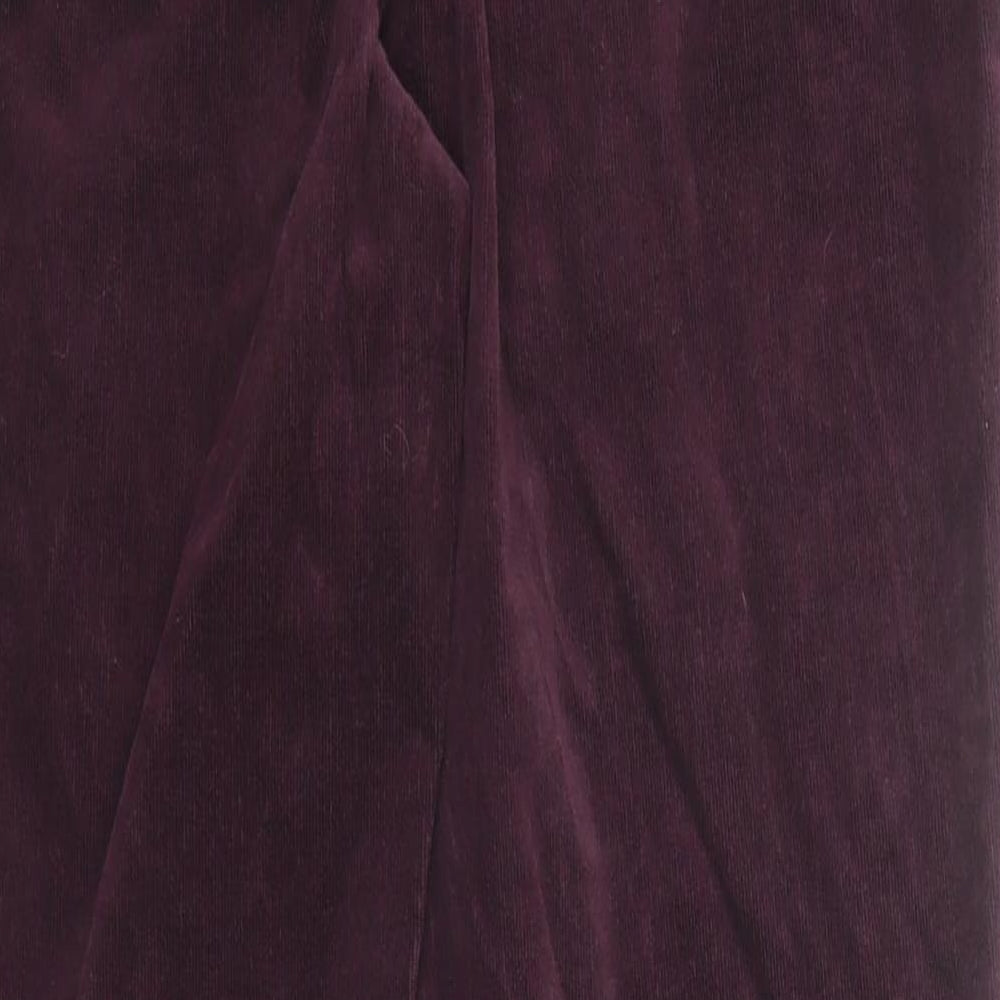 Marks and Spencer Womens Purple Cotton Trousers Size 14 Regular Zip