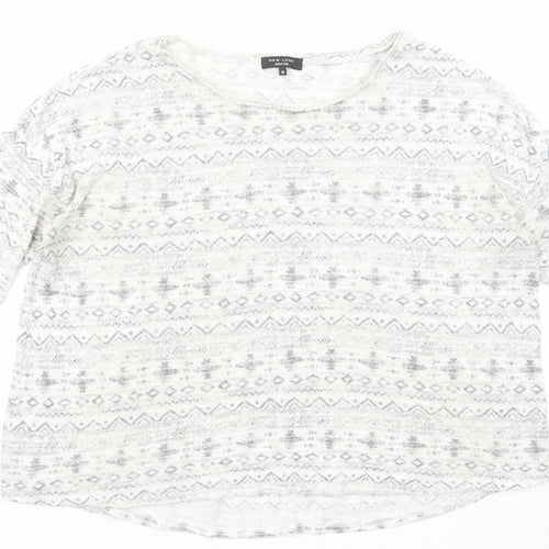New Look Womens Grey Round Neck Geometric Acrylic Pullover Jumper Size 18