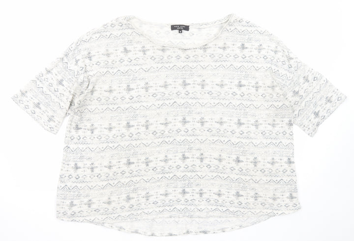 New Look Womens Grey Round Neck Geometric Acrylic Pullover Jumper Size 18