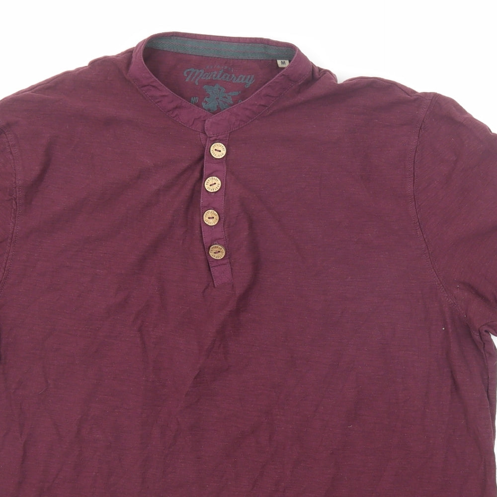 MANTARAY PRODUCTS Mens Purple Cotton Polo Size M Collared Button