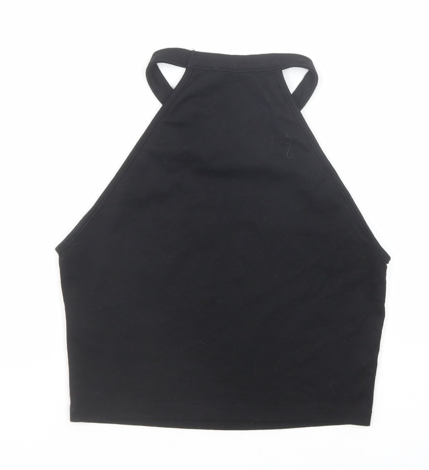 Zara Womens Black Polyester Cropped Tank Size S Round Neck