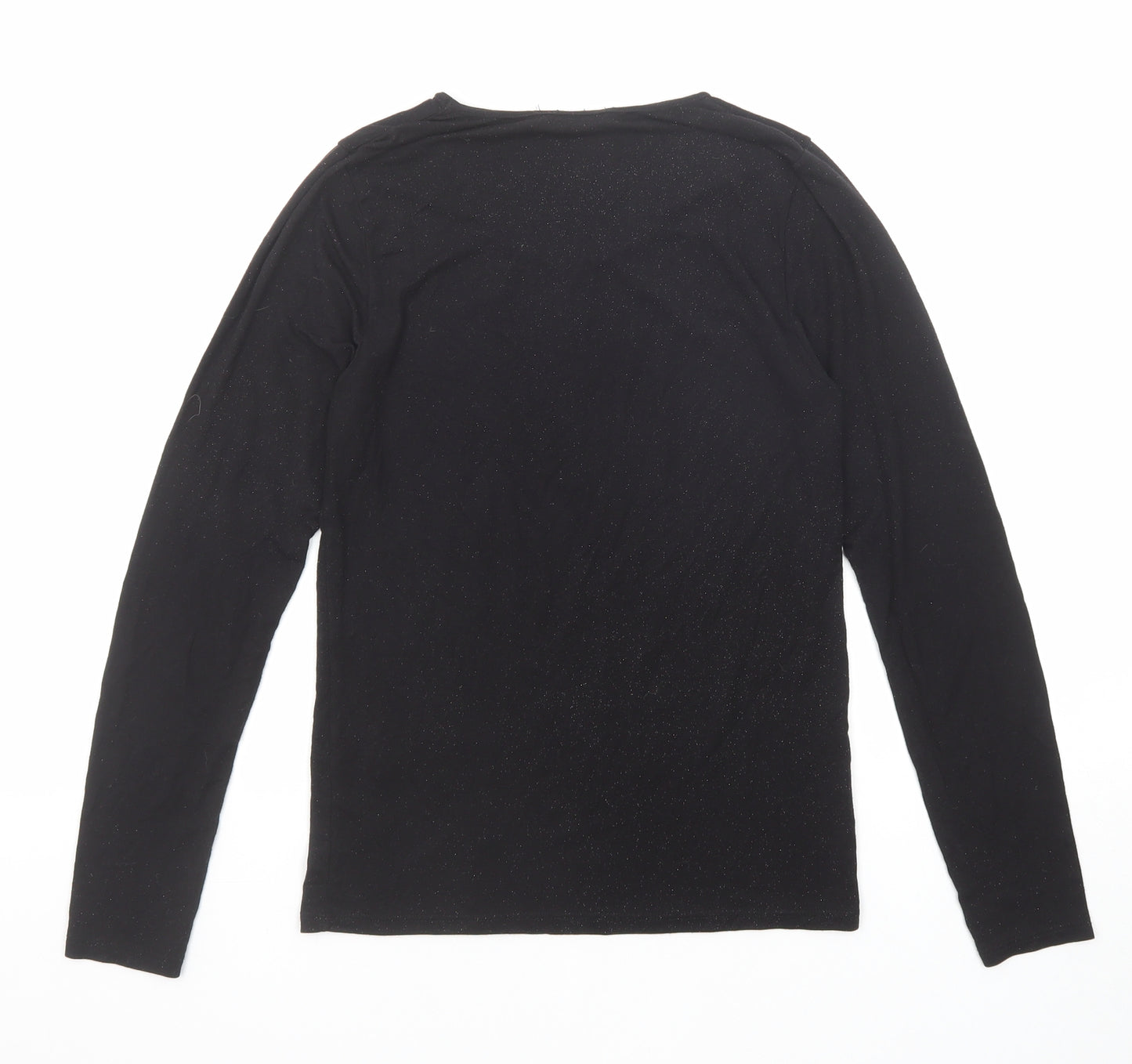 Charnos Womens Black Acrylic Basic T-Shirt Size S Boat Neck - Speckled