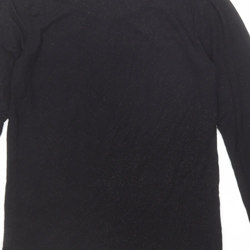 Charnos Womens Black Acrylic Basic T-Shirt Size S Boat Neck - Speckled
