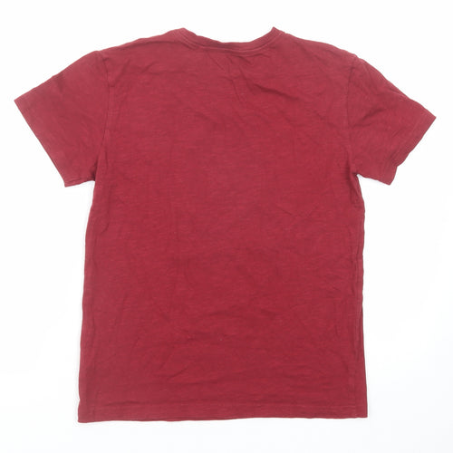 NEXT Boys Red Cotton Basic T-Shirt Size 11 Years Roll Neck Pullover - YO HO HO Santa Claus