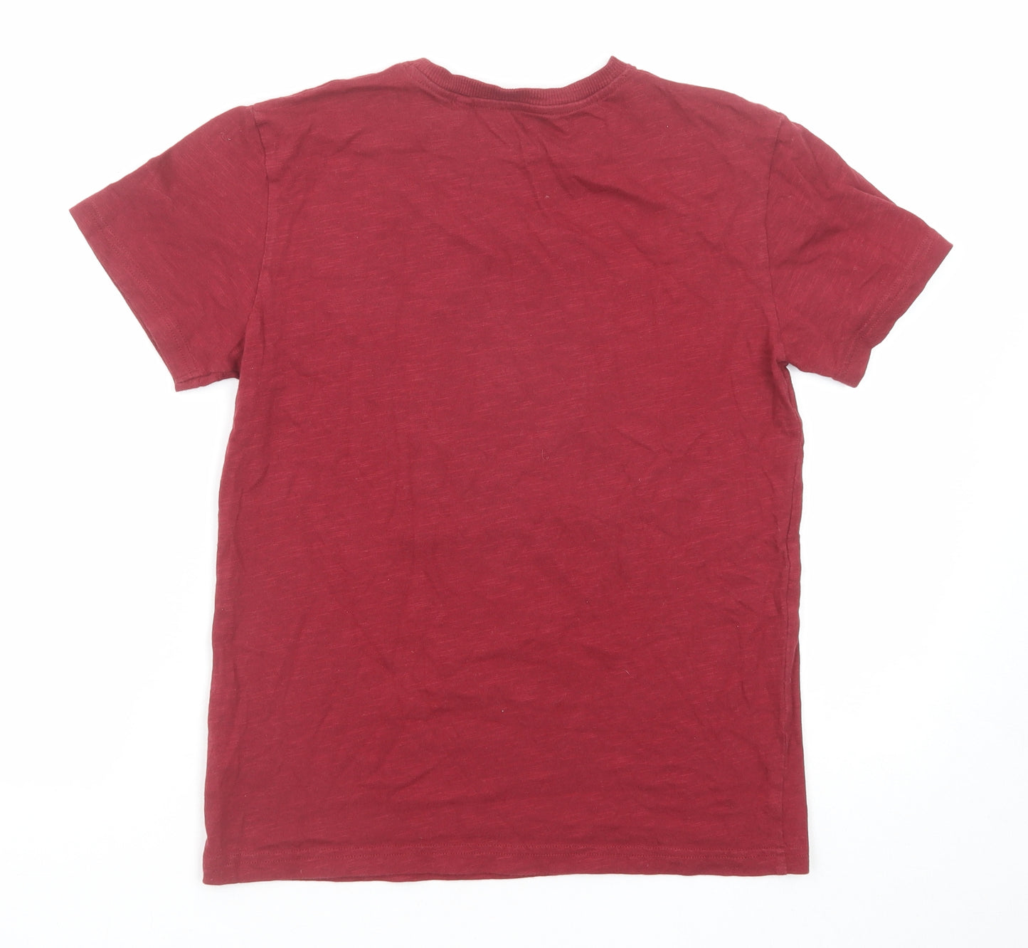 NEXT Boys Red Cotton Basic T-Shirt Size 11 Years Roll Neck Pullover - YO HO HO Santa Claus