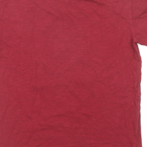 NEXT Boys Red Cotton Basic T-Shirt Size 11 Years Roll Neck Pullover - YO HO HO Santa Claus