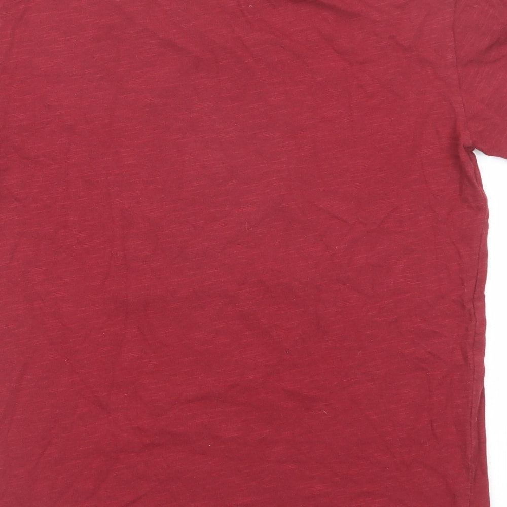 NEXT Boys Red Cotton Basic T-Shirt Size 11 Years Roll Neck Pullover - YO HO HO Santa Claus