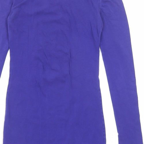 Divided by H&M Womens Blue Cotton Jumper Dress Size 10 Round Neck Pullover