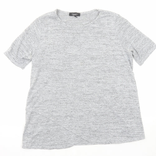 New Look Womens Grey Polyester Basic T-Shirt Size 12 Round Neck