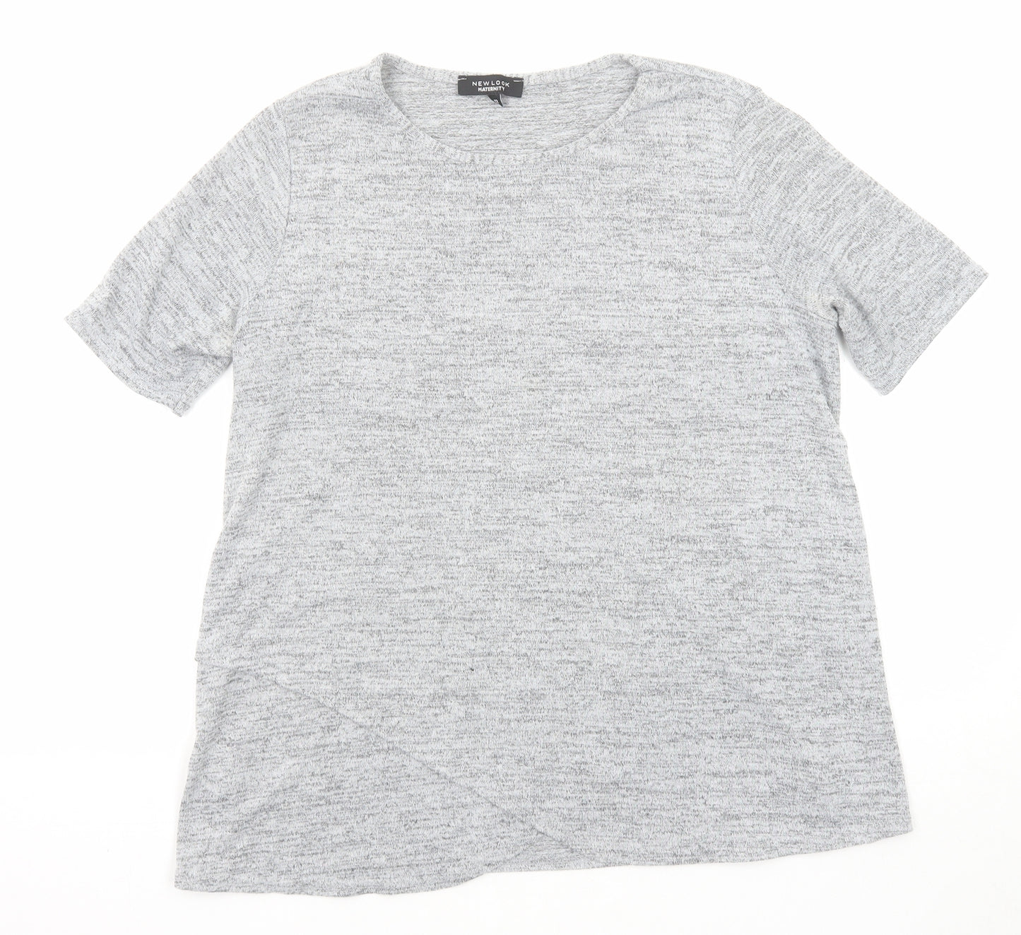 New Look Womens Grey Polyester Basic T-Shirt Size 12 Round Neck