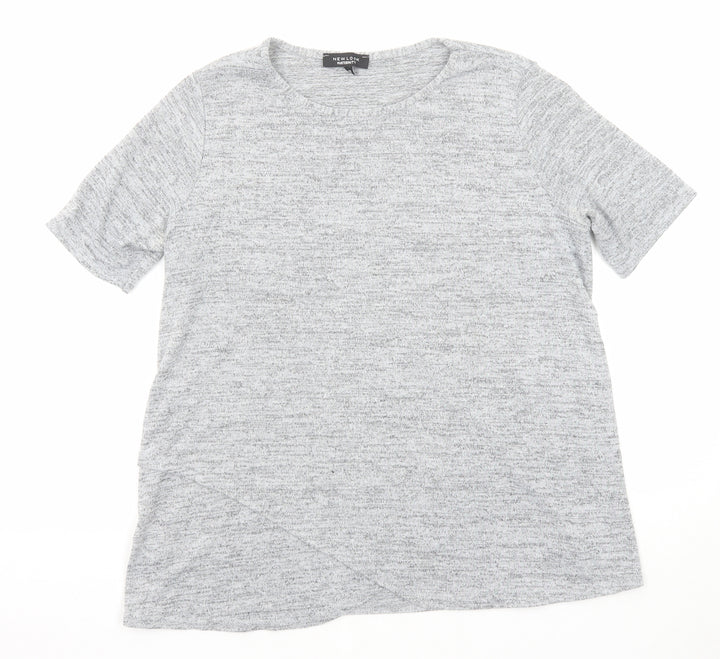 New Look Womens Grey Polyester Basic T-Shirt Size 12 Round Neck