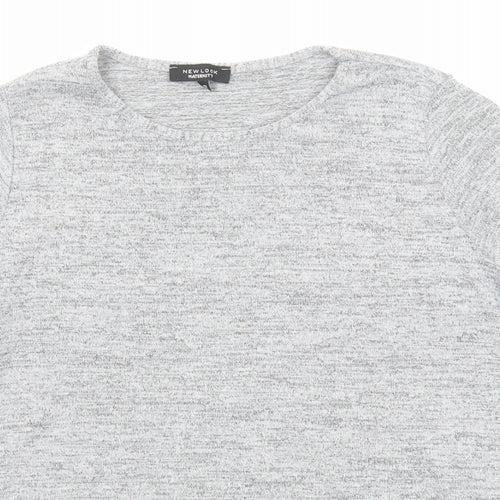 New Look Womens Grey Polyester Basic T-Shirt Size 12 Round Neck