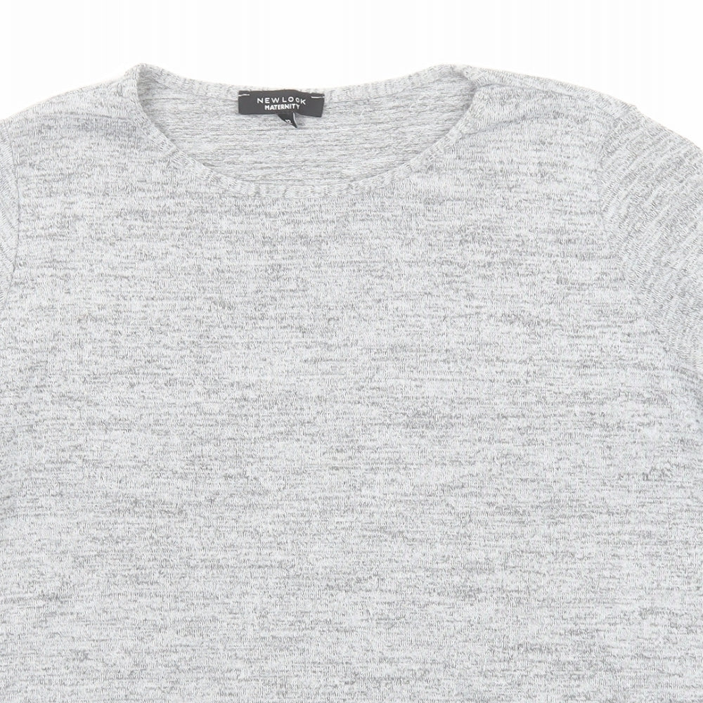 New Look Womens Grey Polyester Basic T-Shirt Size 12 Round Neck