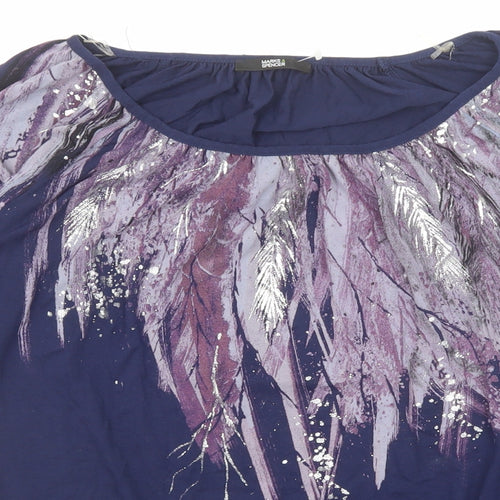Marks and Spencer Womens Blue Viscose Basic T-Shirt Size 14 Boat Neck