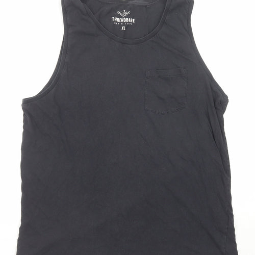 Threadbare Mens Black Cotton T-Shirt Size XL Round Neck