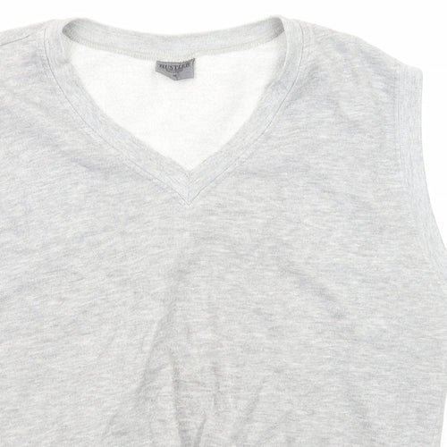 Hustler Mens Grey Cotton Vest Sweatshirt Size M