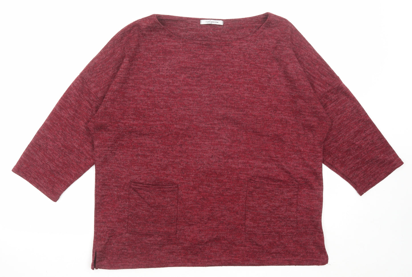 Simply Stock Shop Womens Red Polyester Basic Blouse Size 14 Boat Neck
