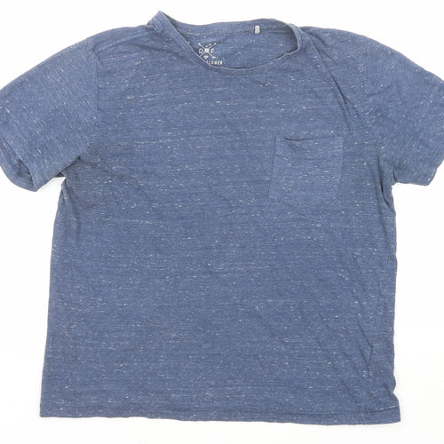 Denim & Flower Womens Blue Cotton Basic T-Shirt Size M Round Neck