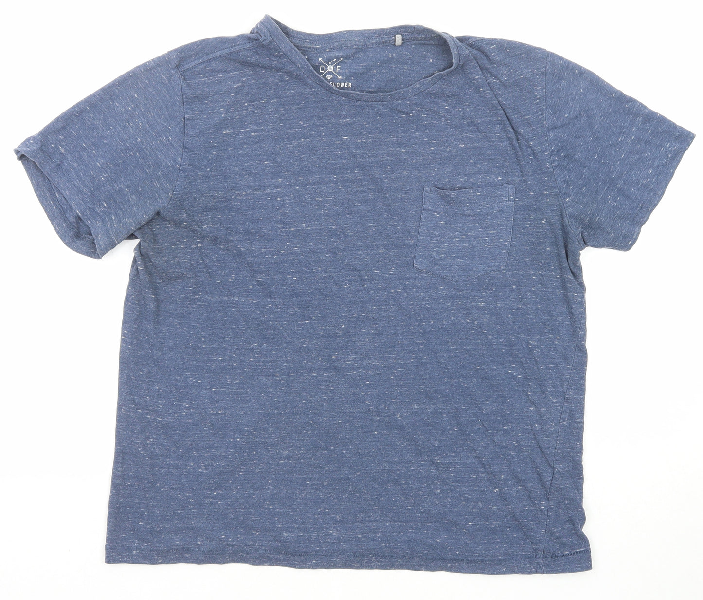 Denim & Flower Womens Blue Cotton Basic T-Shirt Size M Round Neck