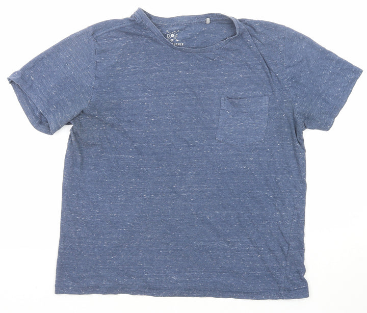 Denim & Flower Womens Blue Cotton Basic T-Shirt Size M Round Neck