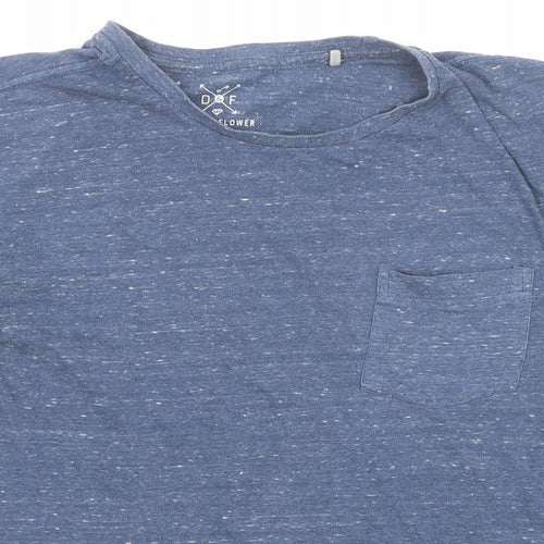 Denim & Flower Womens Blue Cotton Basic T-Shirt Size M Round Neck