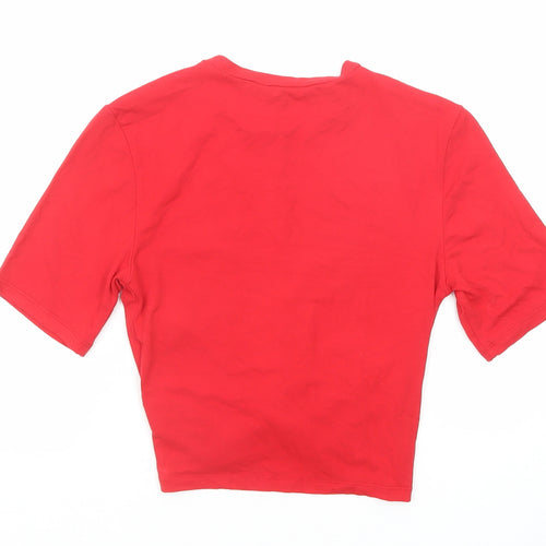 Divided by H&M Womens Red Viscose Basic T-Shirt Size XS Round Neck