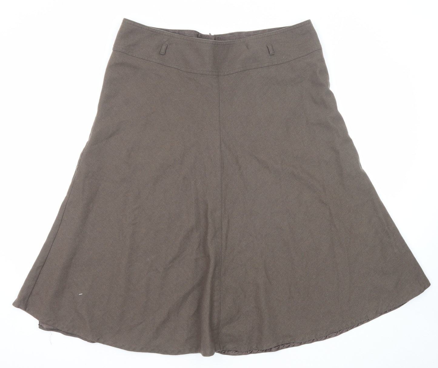 Marks and Spencer Womens Brown Wool Swing Skirt Size 16 Zip