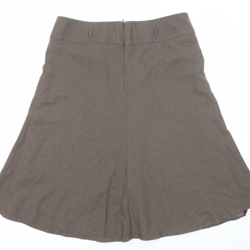 Marks and Spencer Womens Brown Wool Swing Skirt Size 16 Zip
