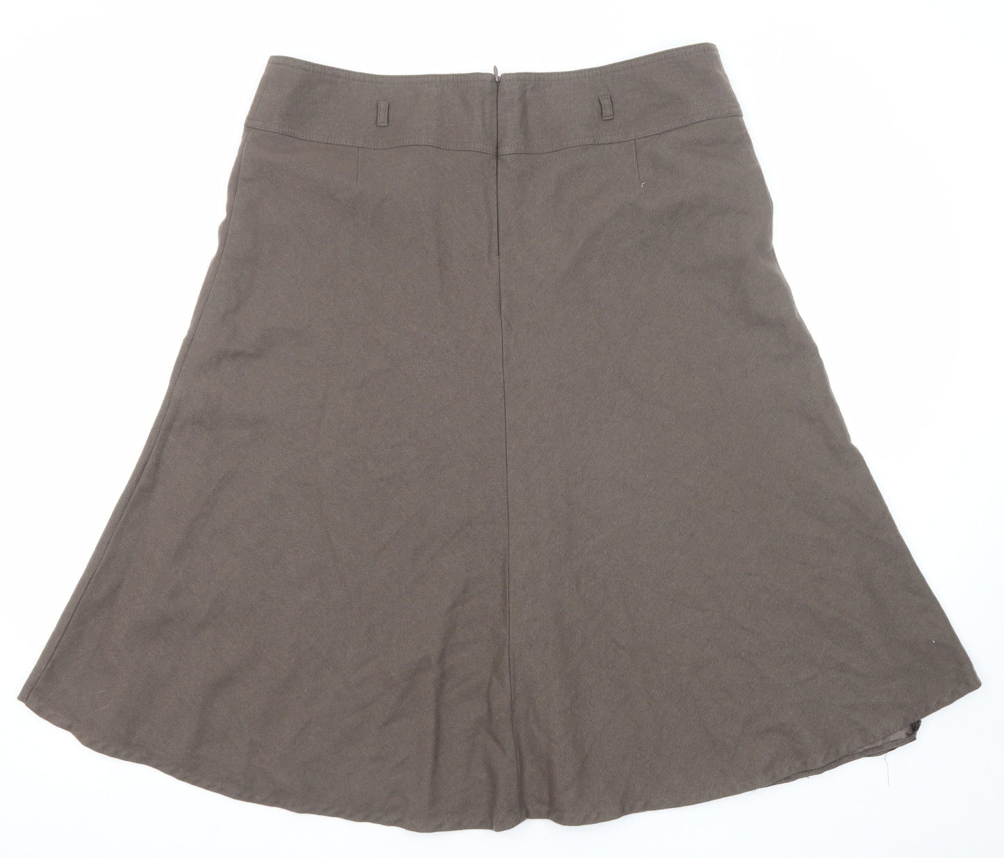 Marks and Spencer Womens Brown Wool Swing Skirt Size 16 Zip