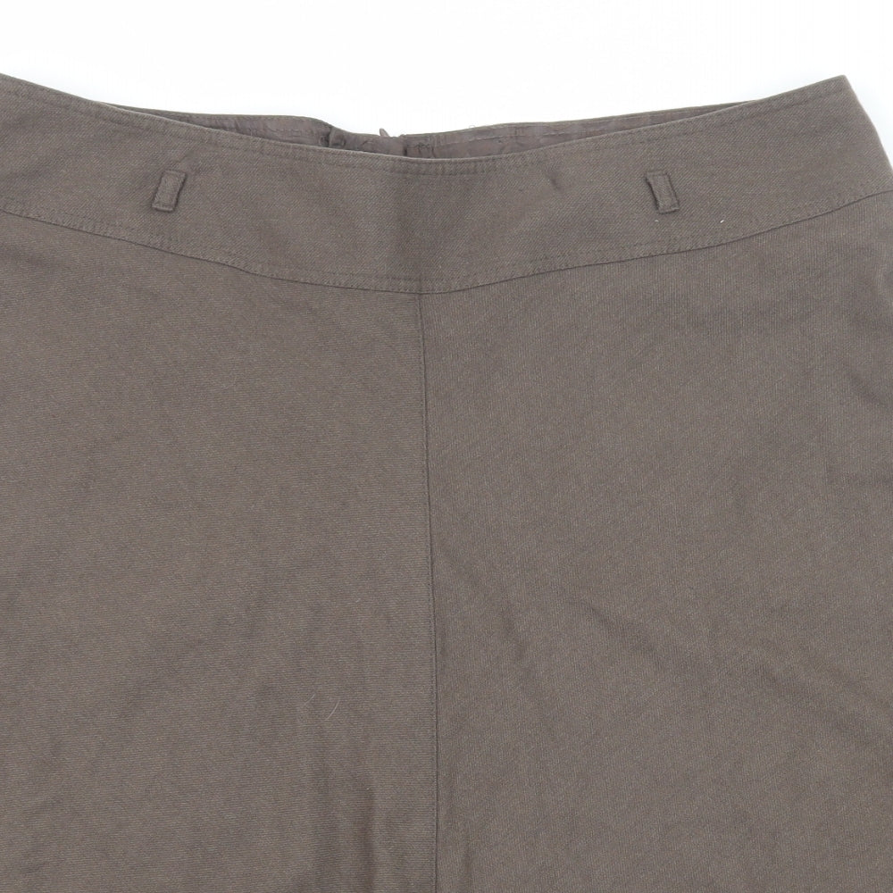 Marks and Spencer Womens Brown Wool Swing Skirt Size 16 Zip