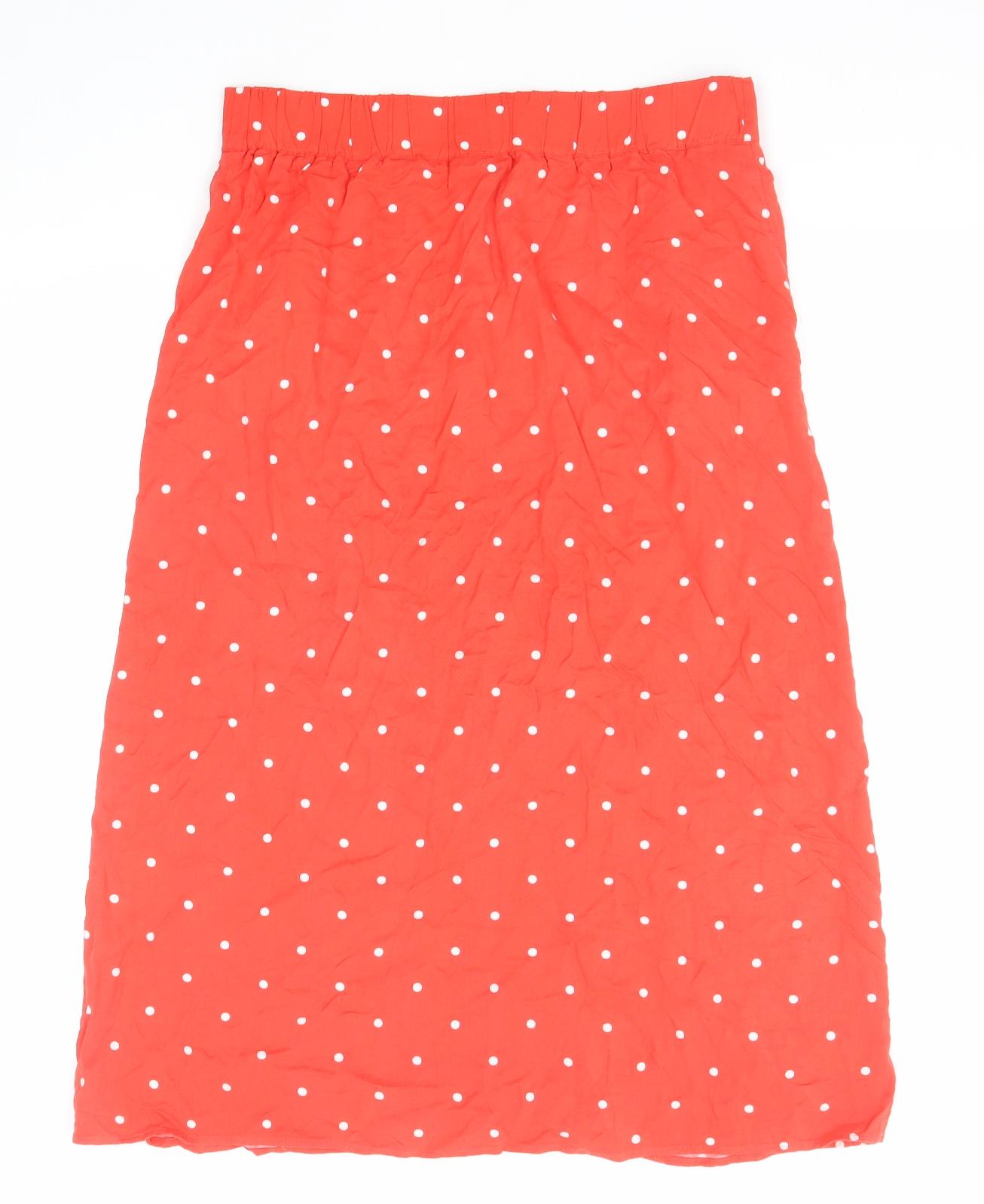 NEXT Womens Red Polka Dot Viscose A-Line Skirt Size 12 Button