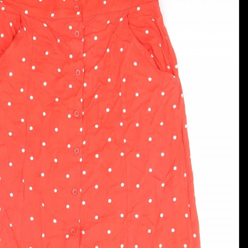 NEXT Womens Red Polka Dot Viscose A-Line Skirt Size 12 Button