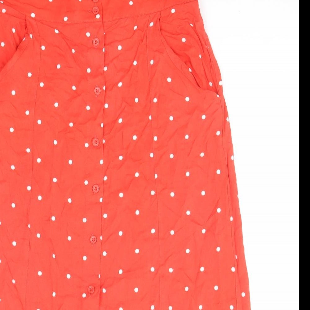 NEXT Womens Red Polka Dot Viscose A-Line Skirt Size 12 Button