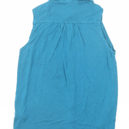 New Look Womens Blue Viscose Basic Button-Up Size 12 Collared