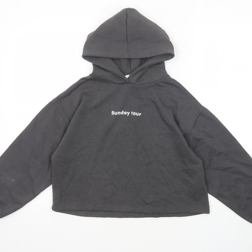 Zara Girls Grey Cotton Pullover Hoodie Size 11-12 Years Pullover - Sunday