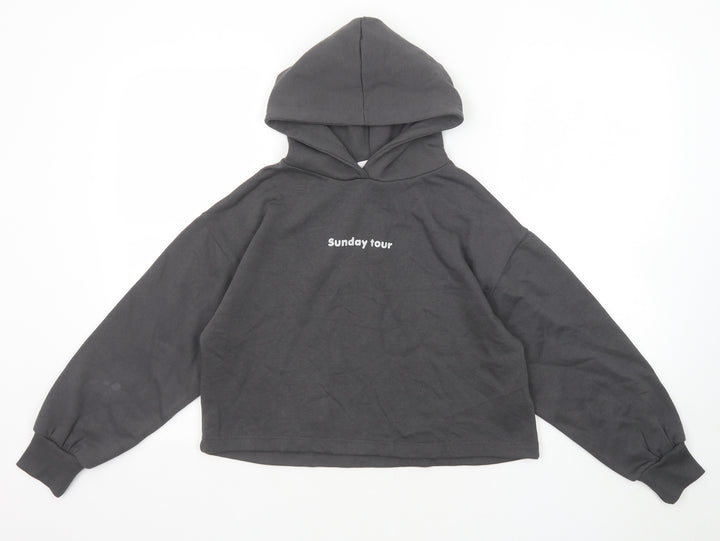Zara Girls Grey Cotton Pullover Hoodie Size 11-12 Years Pullover - Sunday