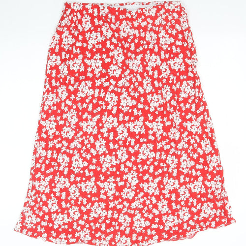 New Look Womens Red Floral Polyester Peasant Skirt Size 14